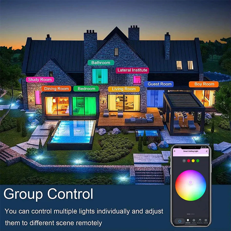 Tuya 24W WiFi Smart Lampe – Vernetzte RGB-Beleuchtung, kompatibel mit Alexa und Google Home
