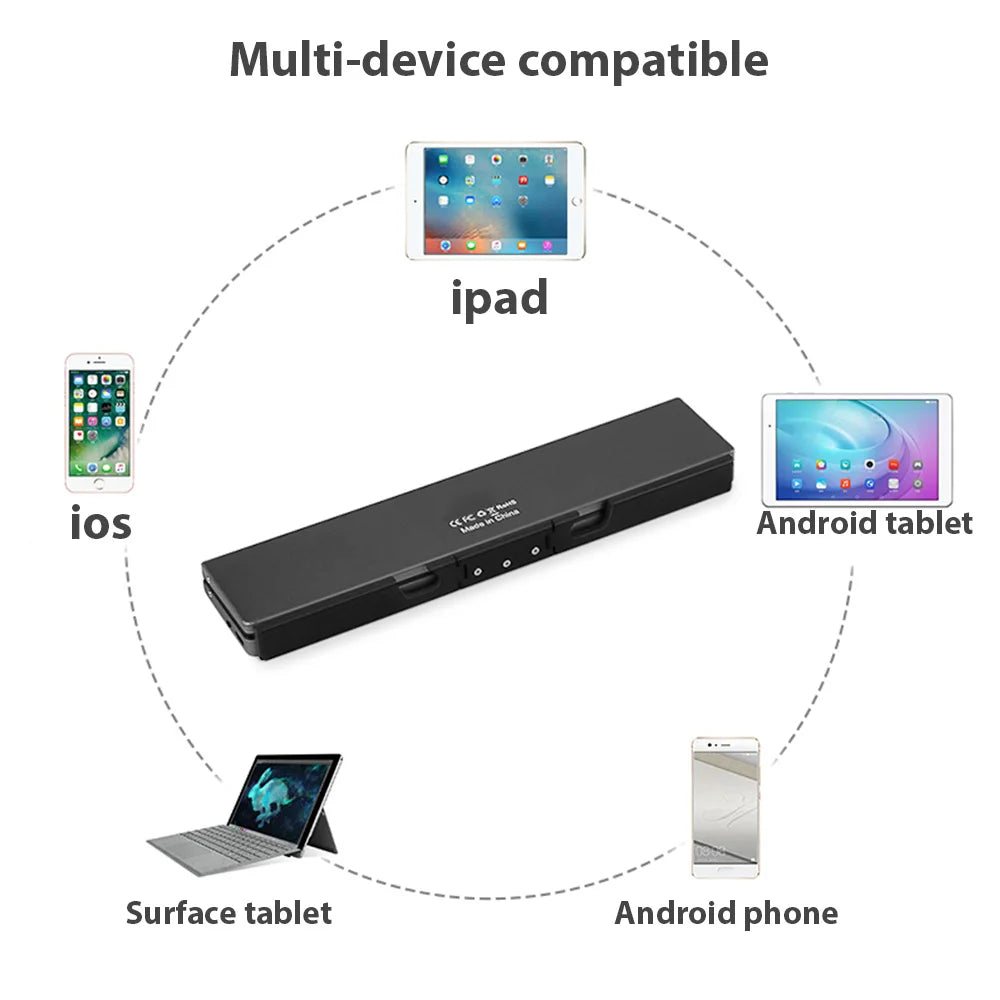Clavier Bluetooth Pliable Ultra-fin avec Support pour iPad, iPhone et Mac – Clavier Sans Fil Portable, Compact, et Léger pour Appareils Apple, Idéal pour Travail et Voyage