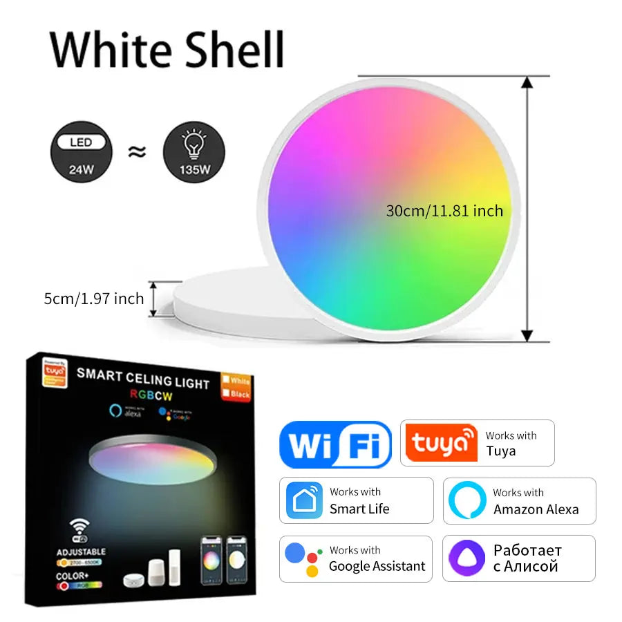 Tuya 24W WiFi Smart Lampe – Vernetzte RGB-Beleuchtung, kompatibel mit Alexa und Google Home