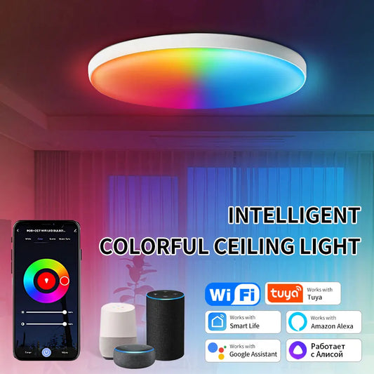 Lampe Intelligente WiFi 24W Tuya – Éclairage LED RGB Connecté, Contrôle via App, Compatible Alexa, Google Home, Smart Home et Commande Vocaleme