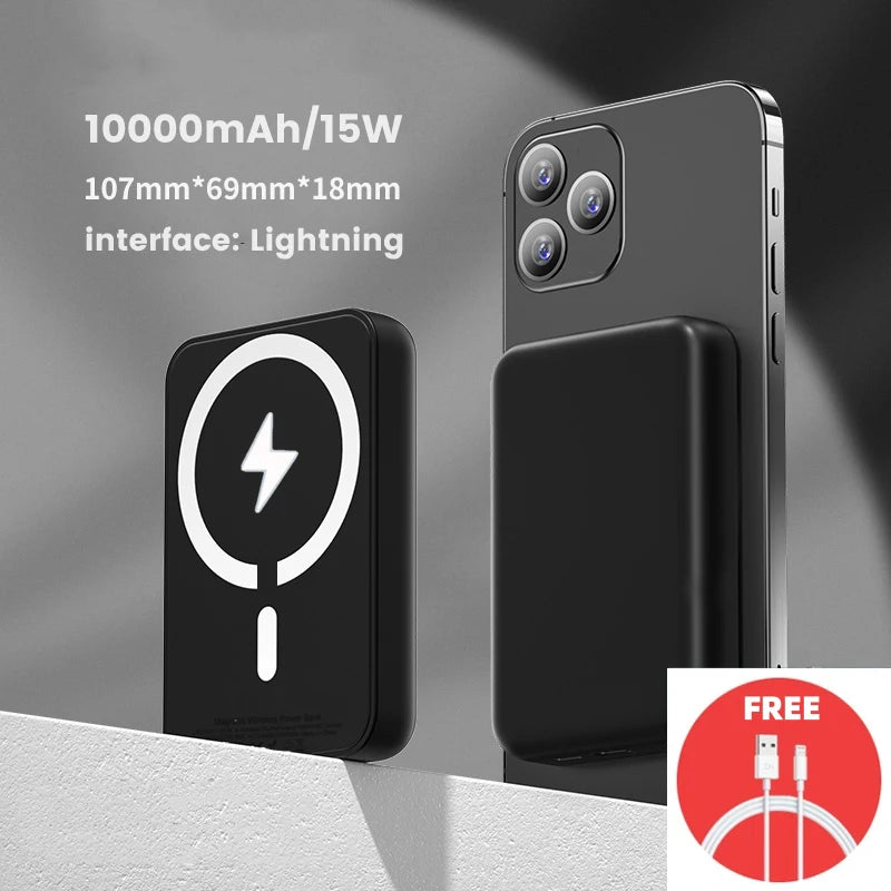 PPower Bank Magnétique MagSafe – Batterie Externe Sans Fil avec Charge Rapide 20W pour iPhone 12, 13, 14, 15, 16, Compatible MagSafe, Compact et Ultra-Portable
