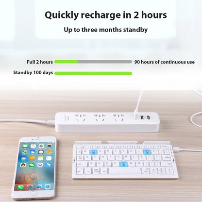 Clavier Bluetooth Pliable Ultra-fin avec Support pour iPad, iPhone et Mac – Clavier Sans Fil Portable, Compact, et Léger pour Appareils Apple, Idéal pour Travail et Voyage