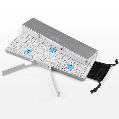 Clavier Bluetooth Pliable Ultra-fin avec Support pour iPad, iPhone et Mac – Clavier Sans Fil Portable, Compact, et Léger pour Appareils Apple, Idéal pour Travail et Voyage